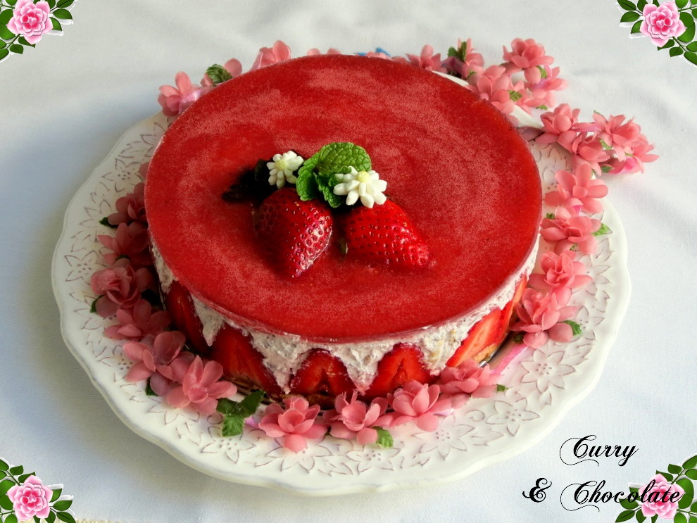 Tarta de fresas y nata (sin horno) – Strawberry and cream cheesecake   