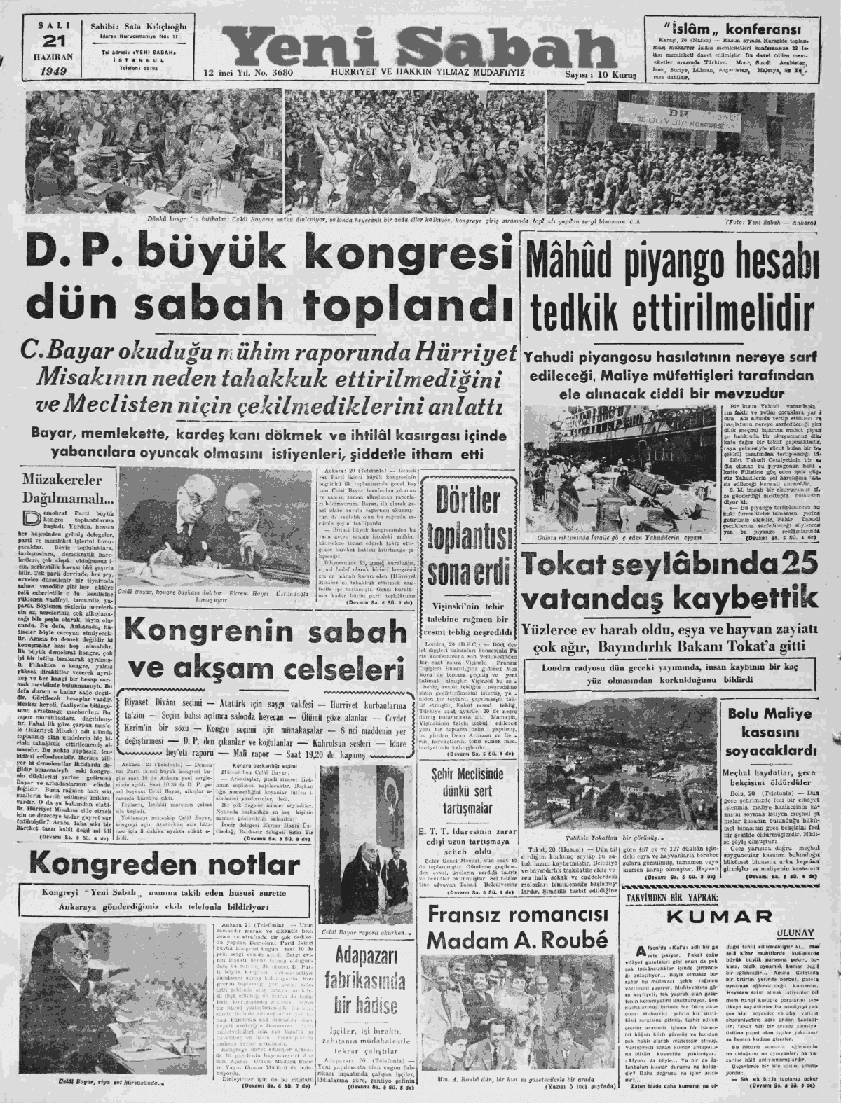 21 Haziran 1949 Yeni Sabah Tam Metin