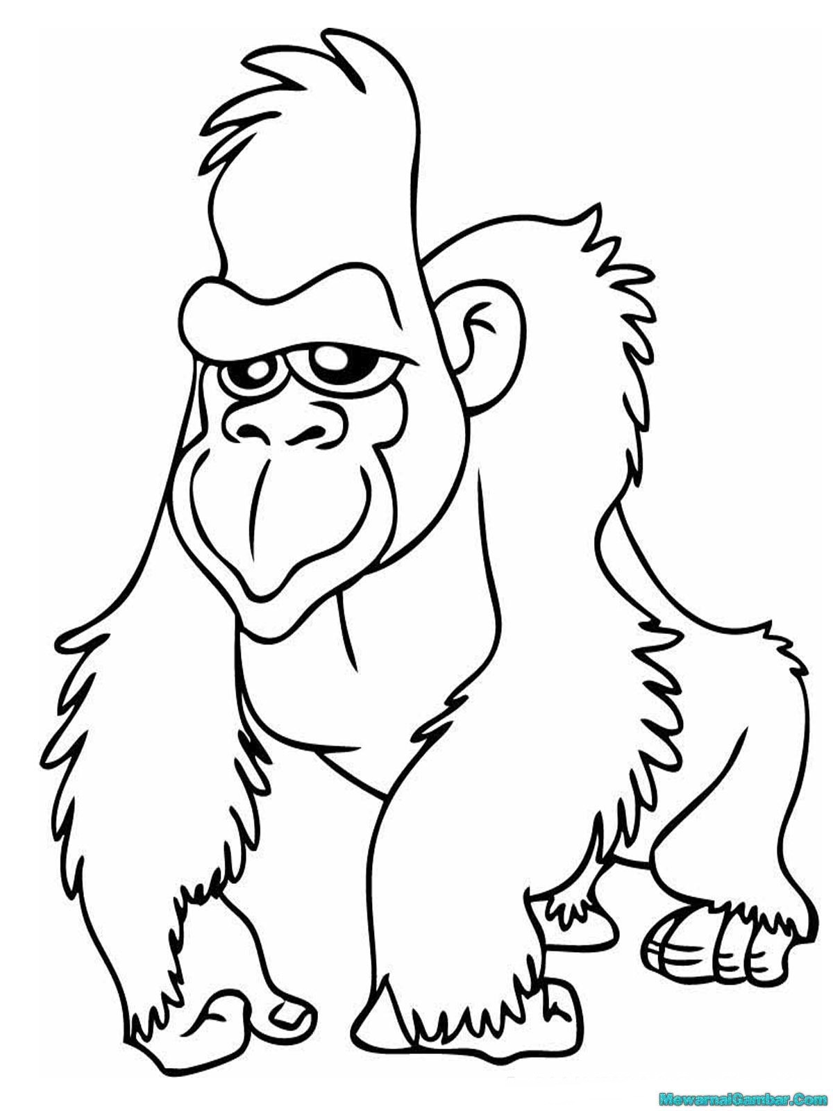 Gambar Mewarnai  Gambar Gorila Ape Printable Kids Coloring 