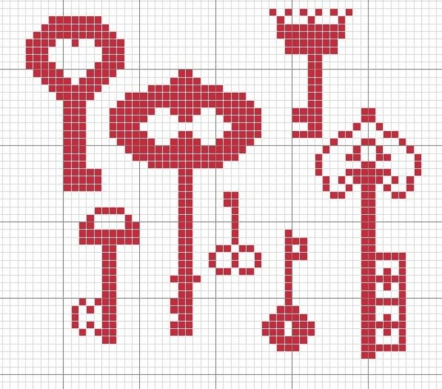 Схема вышивки ключ. Вышивка ключик крестом. Вышитый ключик. Ключ вышить. Ключик с крестиком.