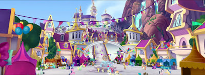 The opening tracking shot through Canterlot