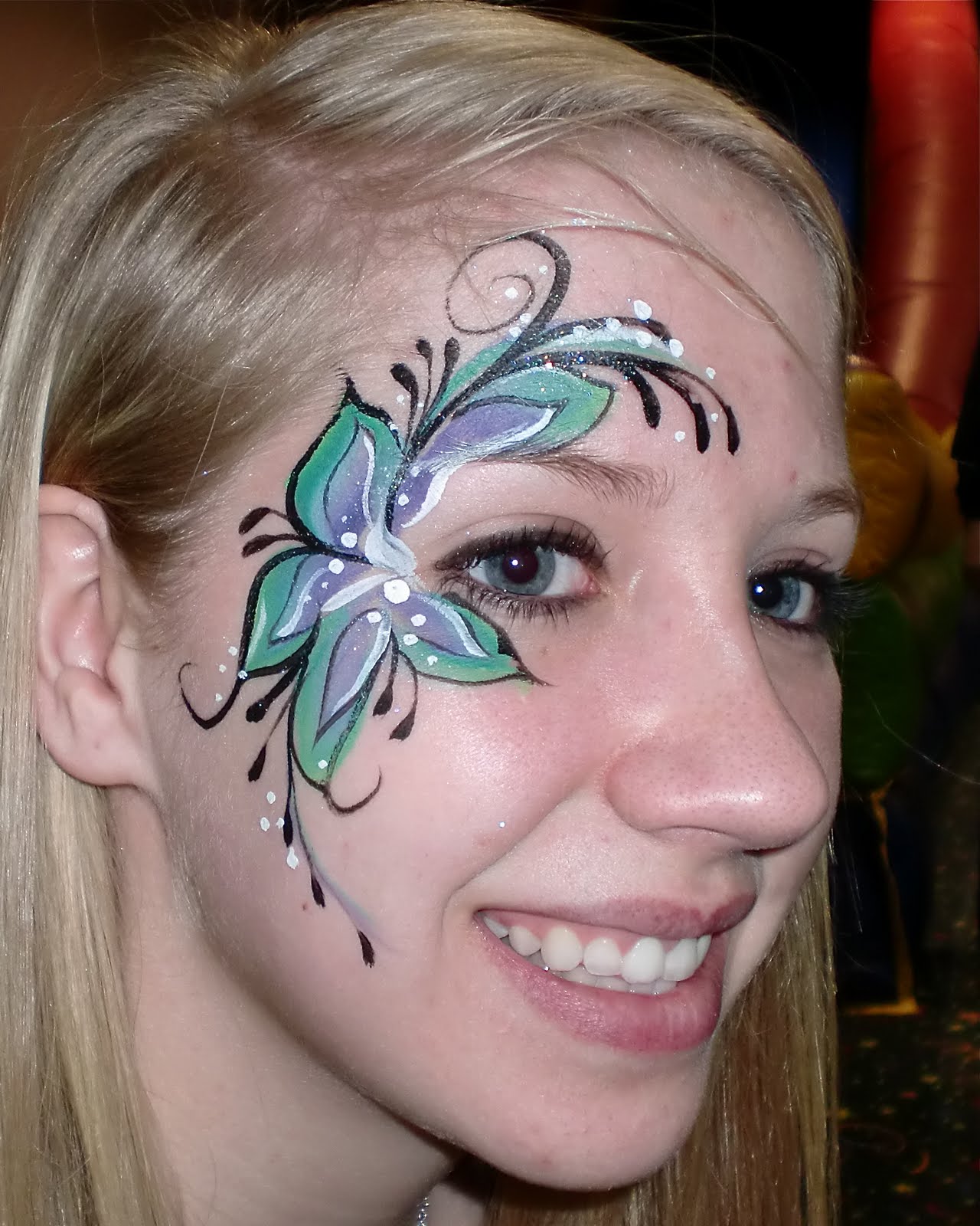 Face Painting Illusions and Balloon Art, LLC Moon Bounce Party, Floral Eye Design, Face