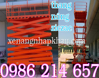 thùng rác 660 lít, thang nâng ziczac 14m, 9m