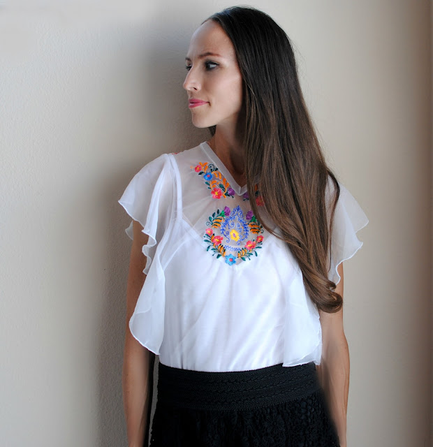 DIY:  Embroidered Collar and Flutter Sleeves