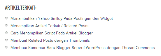 Cara Membuat Related Post / Artikel Terkait Cara Membuat Related Post / Artikel Terkait