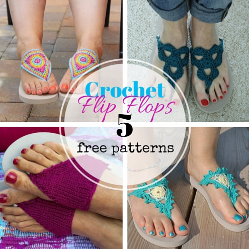 Crochet flip flops: 4 free crochet patterns and a knitting pattern | Happy in Red