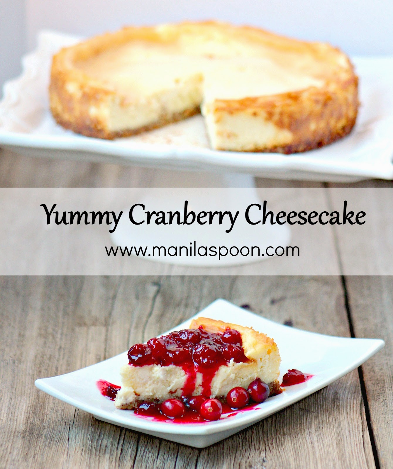 Use fresh or frozen cranberries to make this very creamy, sweet-tangy and deliciously good Yummy Cranberry Cheesecake that will make your holiday complete. Perfect for Christmas, New Year or any holiday! | manilaspoon.com Use fresh or frozen cranberries to make this very creamy, sweet-tangy and deliciously good Yummy Cranberry Cheesecake that will make your holiday complete. Perfect for Christmas, New Year or any holiday! | manilaspoon.com