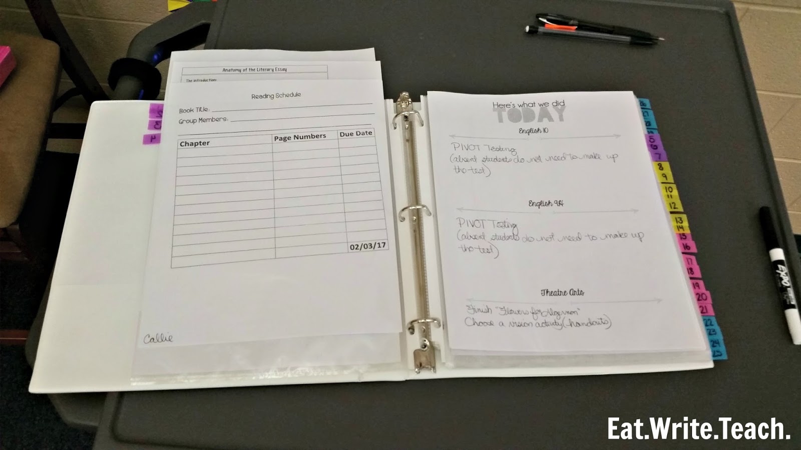 Eat. Write. Teach. Classroom Operations Manual and an UPDATED Absent