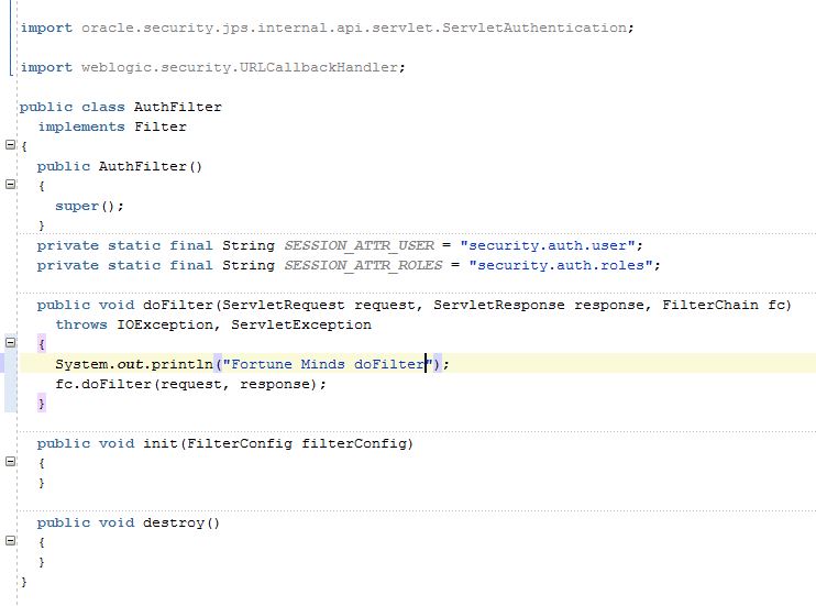 Fortune Minds Oracle ADF How to configure javax.servlet.Filter in