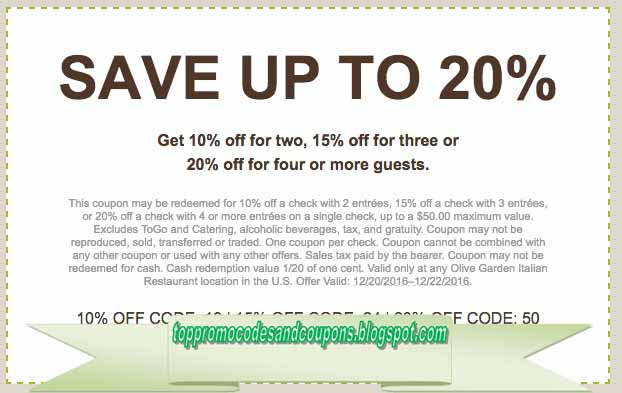 Free Promo Codes And Coupons 2020 Olive Garden Coupons