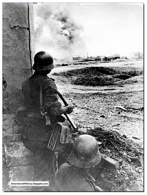 Germans watch soviet position bombarded