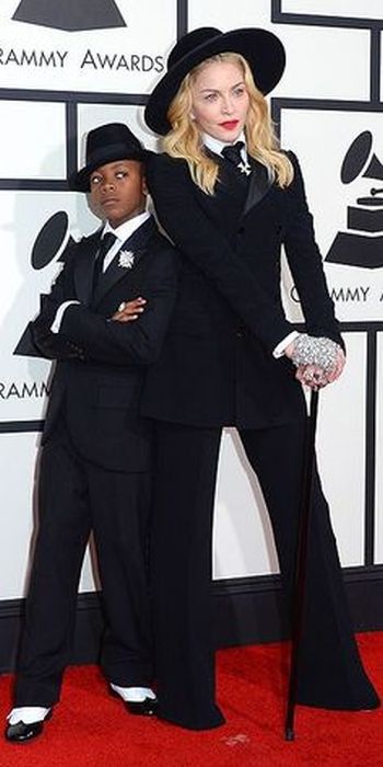 Madonna and her son David in Ralph Lauren suits at the Grammys 2014
