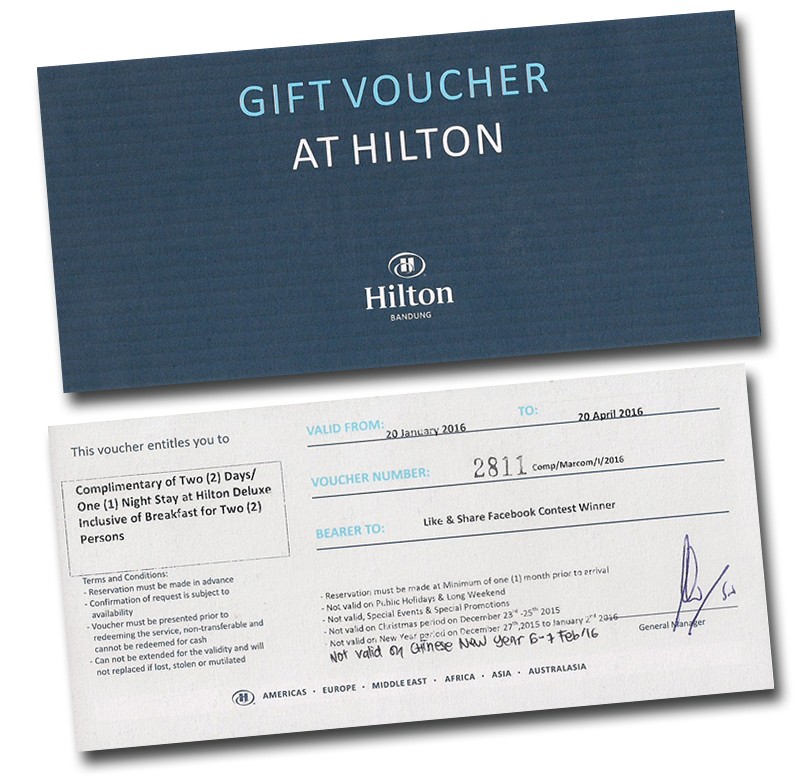 Gift Voucher menginap gratis di Hotel Hilton Bandung | Orangtua.net