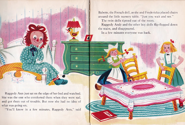 Children's Books, Illustration, Mid Century Modern, My Retro Reads, Vintage, Picture Books, Johnny Gruelle, Tom Sinnickson, Raggedy Ann, Raggedy Andy, Dolls, 