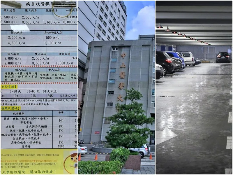 中山醫學大學附設醫院周邊停車美食住院資訊汽車24H日停收費資訊彙整