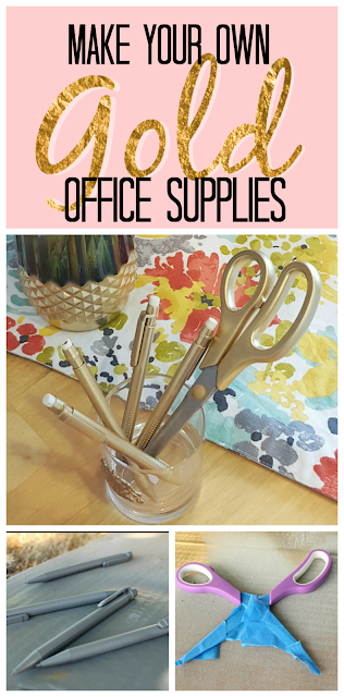 DIY project for home office! Make your own gold office supplies!