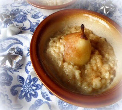 Vanilla Risotto with oven roasted pears