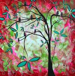 glass painting abstract whimsical bird through looking magical duncanson megan birds paintings canvas poster madart frame tree acrylic contemporary which