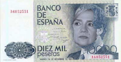 billete de 10000 pesetas con la Infanta Cristina billete de 10000 pesetas con la Infanta Cristina