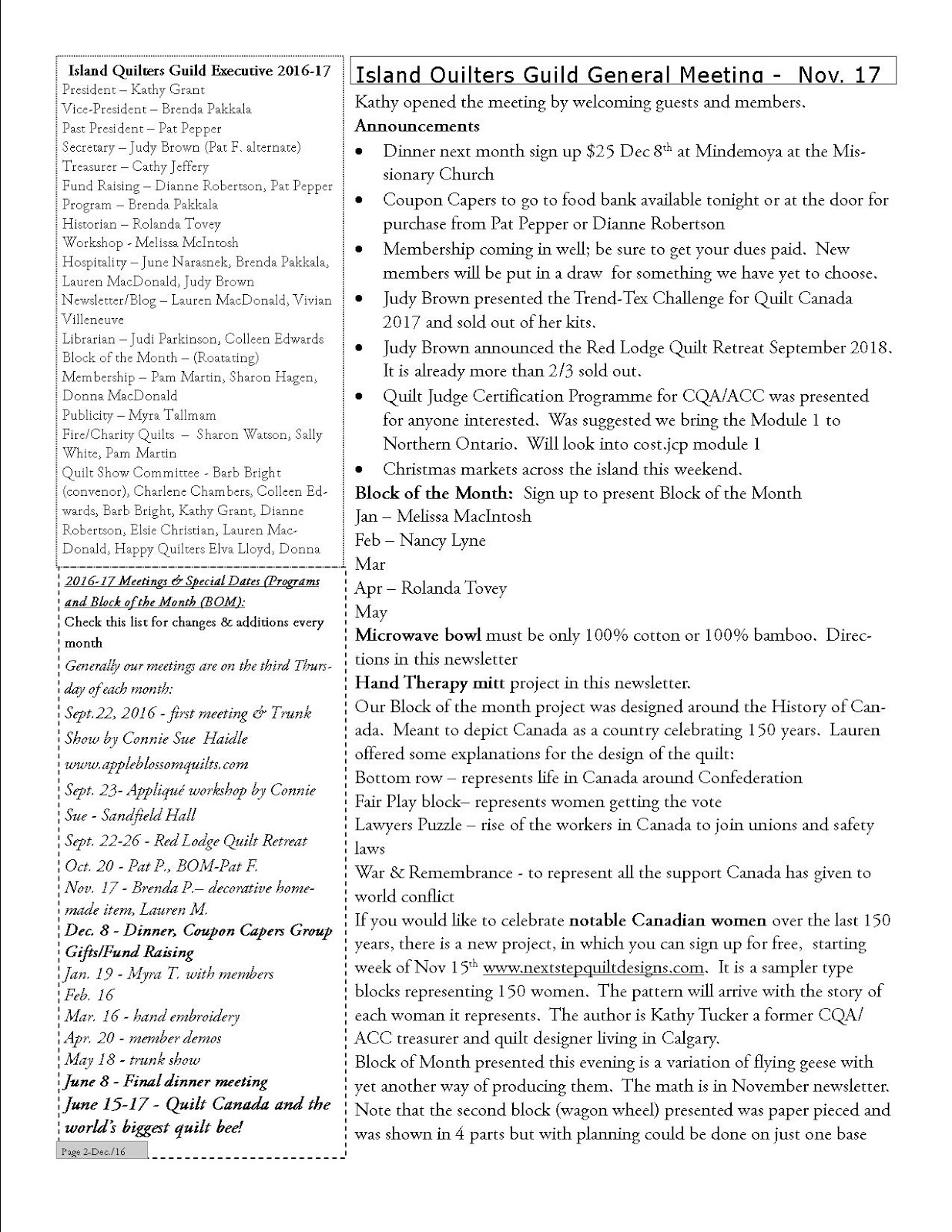 Island Quilters Guild 2016