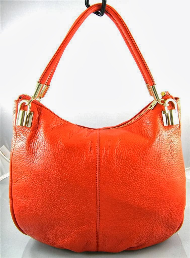 La Femme: Sold out-Donna Karan Leather Crosby Tubular Orange Hobo Bag