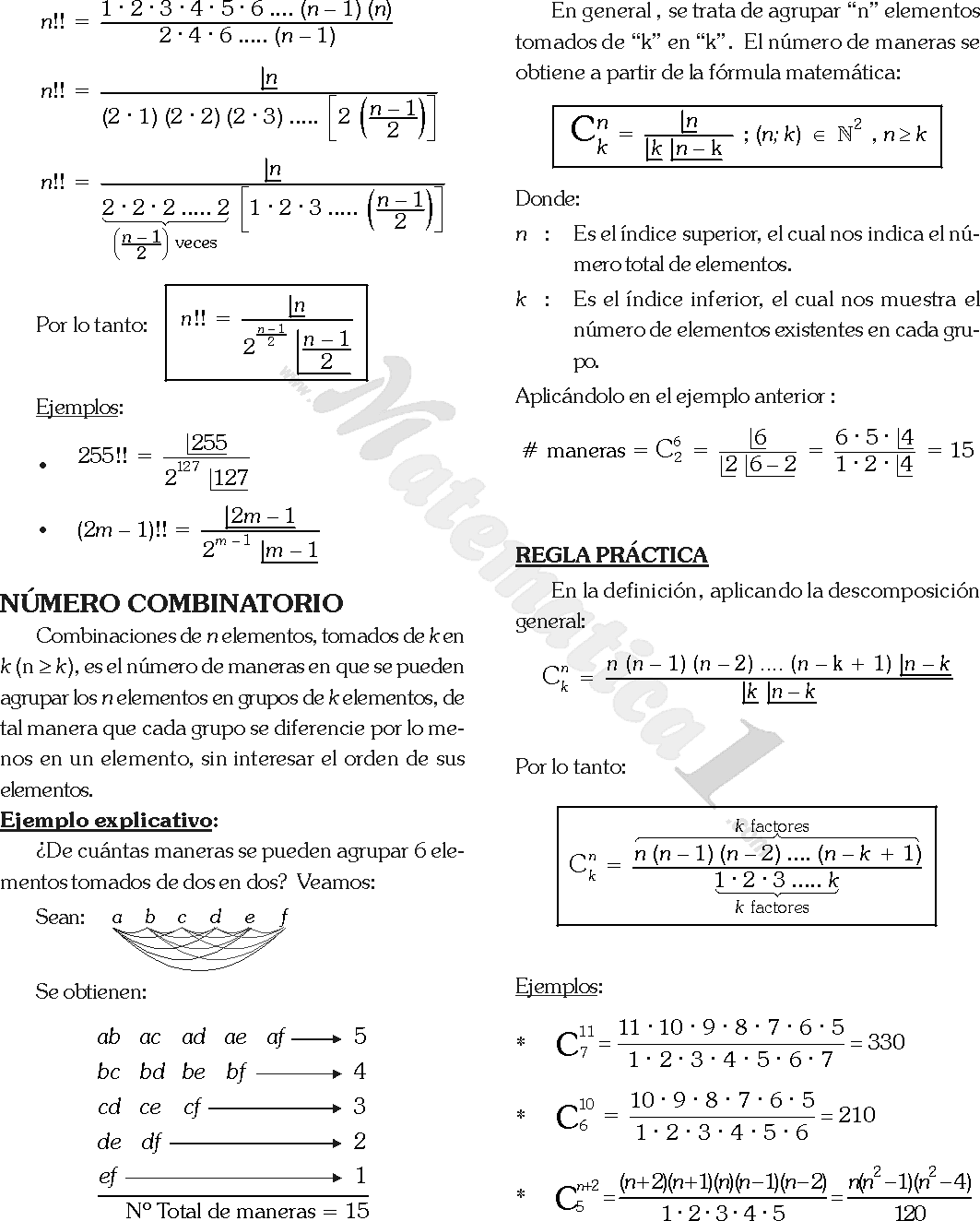 FACTORIAL DE UN NUMERO Y NUMERO COMBINATORIO EJERCICIOS RESUELTOS PDF