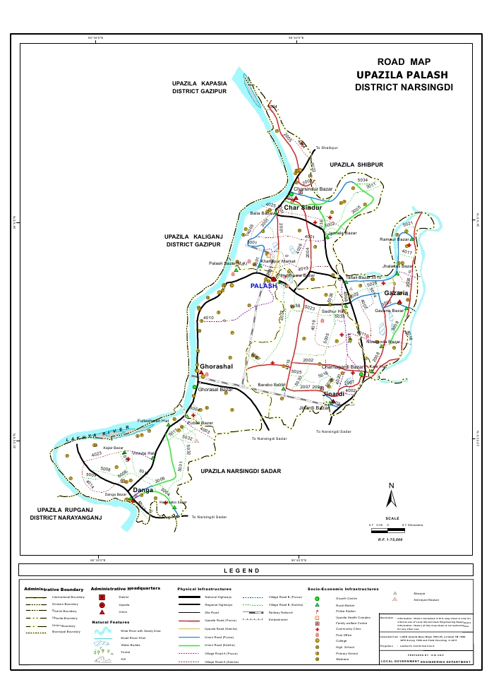 Palash Upazila Road Map Narsingdi District Bangladesh