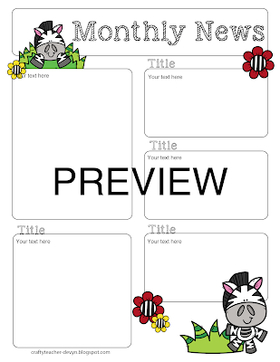 https://www.teacherspayteachers.com/Product/Zebra-Editable-Newsletter-Template-3717618