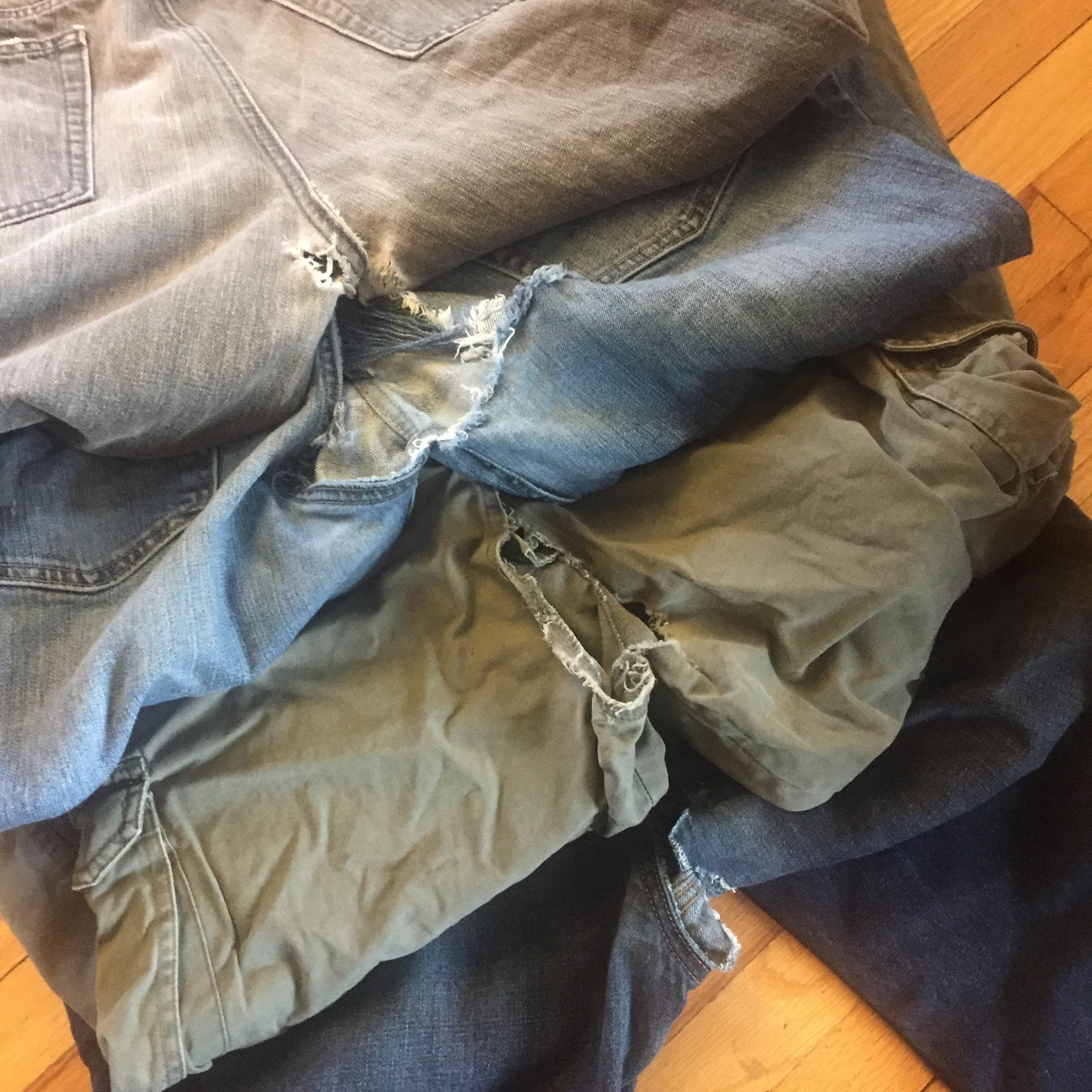 Scraps and Strings: Turning a pile of pants into a Friday finish