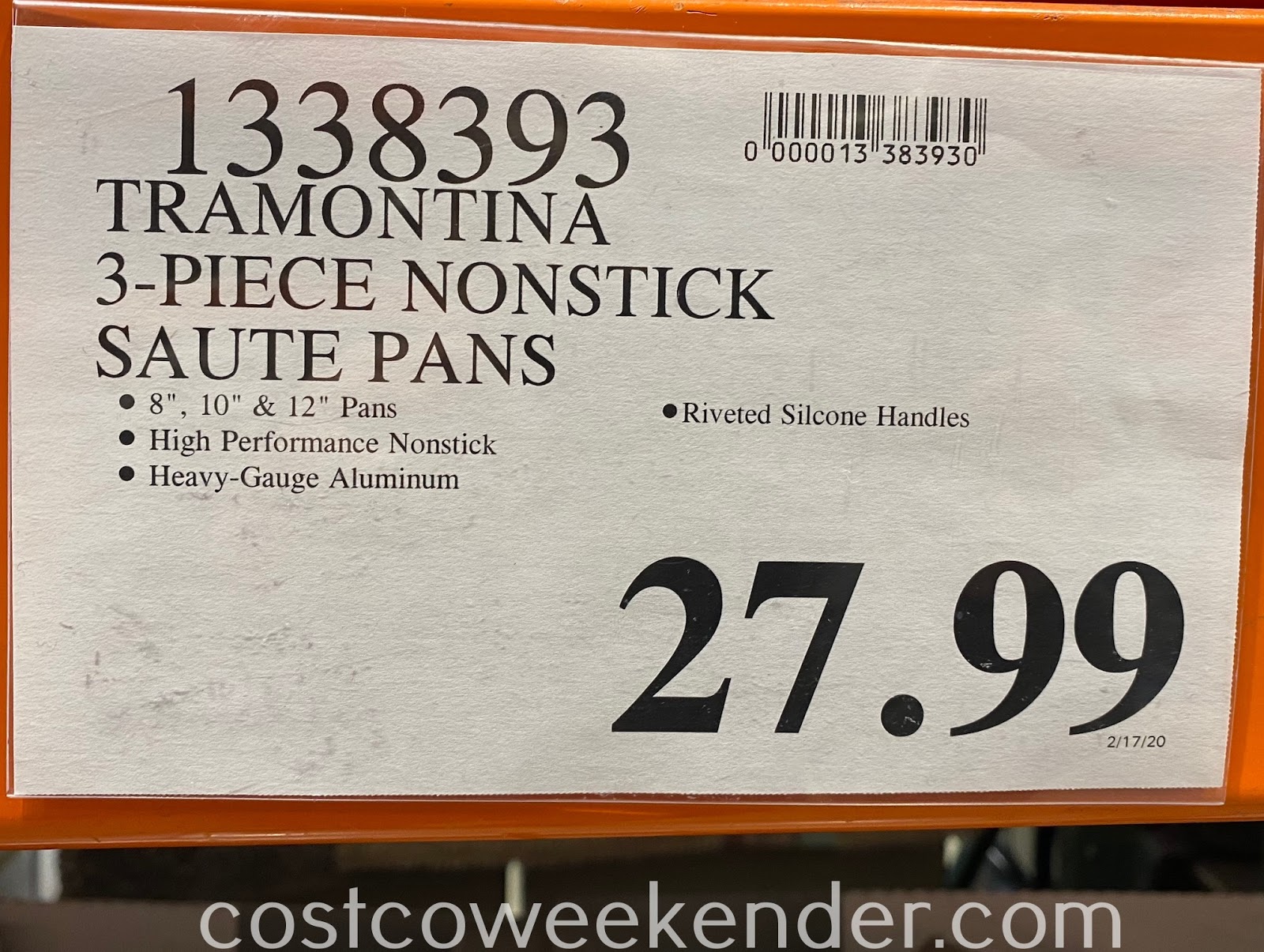 Tramontina 3piece Nonstick Saute Pans Costco Weekender