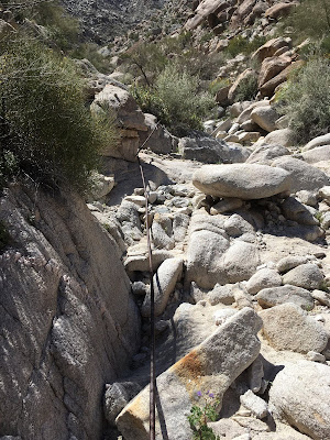 Boulder strewn arroyo on the way to Betty Lee Mine Boulder strewn arroyo