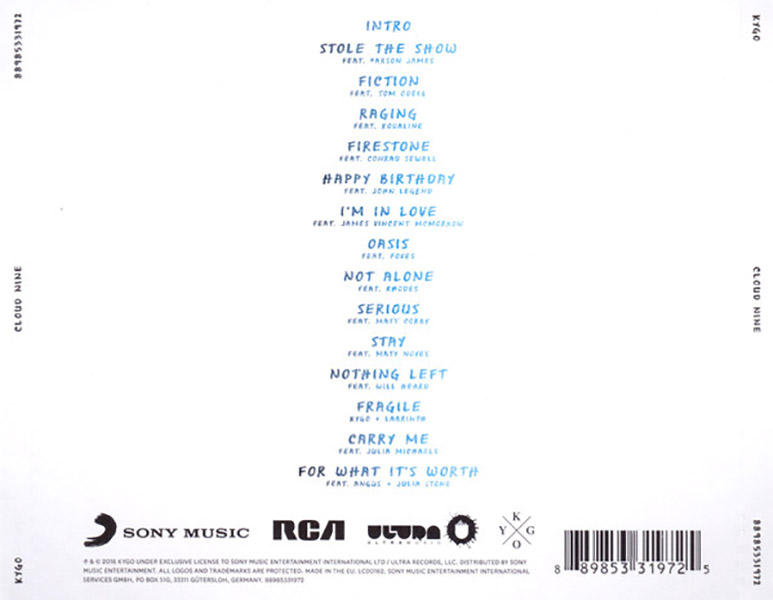 Encarte Kygo Cloud Nine Encartes Pop