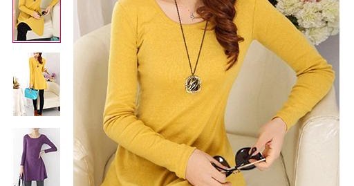 Casual A Line Dress - Long Sleeves Rounded Neckline