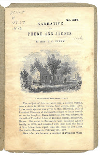 First page of the Narrative of Phebe Ann Jacobs by Mrs T. C. Upham
