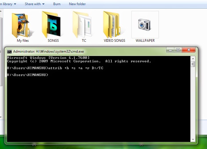Command to make a folder system and hidden