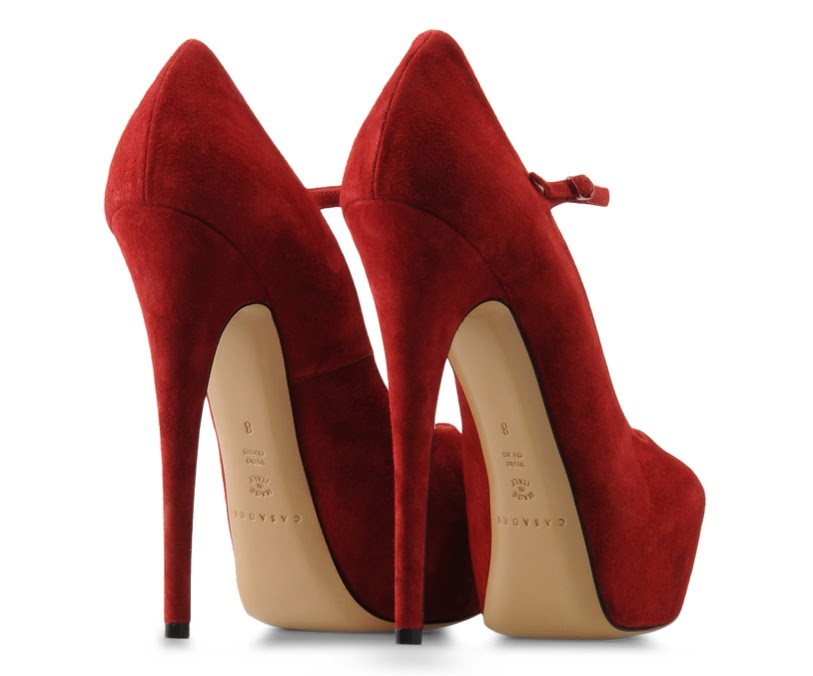 www.shoebytch.com: CASADEI - Red Suede Mary Jane's