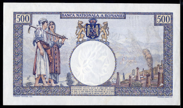 Romanian paper money 500 Lei bill, Banknotes of Romania