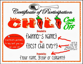 Chili cook-off certificate