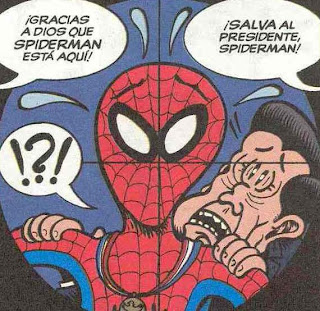 spiderman salvando la cara a reagan