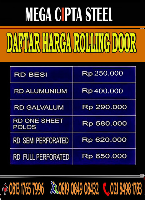 DAFTAR HARGA ROLLING DOOR  JAKARTA - BEKASI