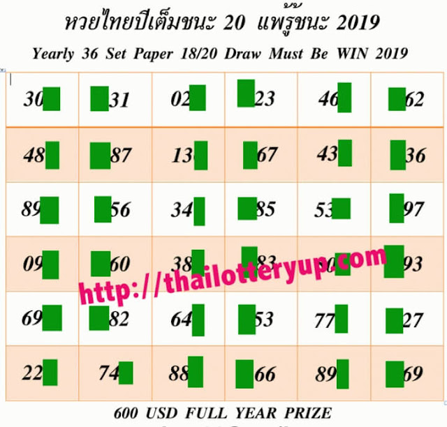 THAI LOTTERY YEARLY BOOK 36 SET TIPS 2019