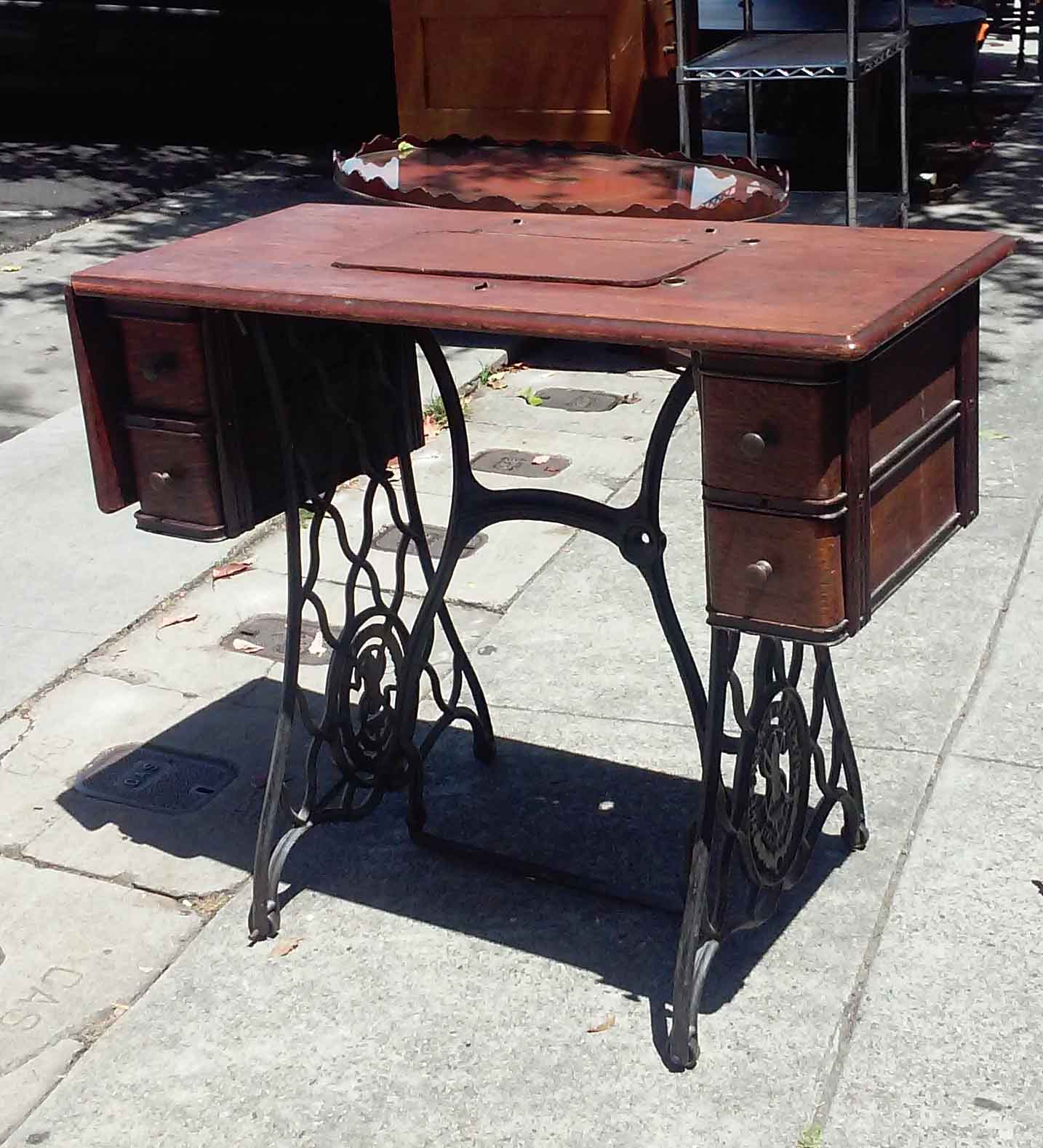 UHURU FURNITURE & COLLECTIBLES: SOLD Nice Sewing Machine Table w/o