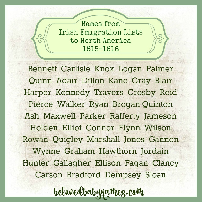 beloved baby names throwback names names from irish emigration lists