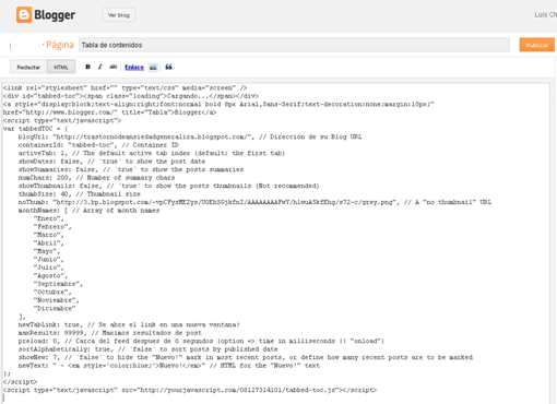 Como crear una tabla de contenidos o Sitemap en blogger