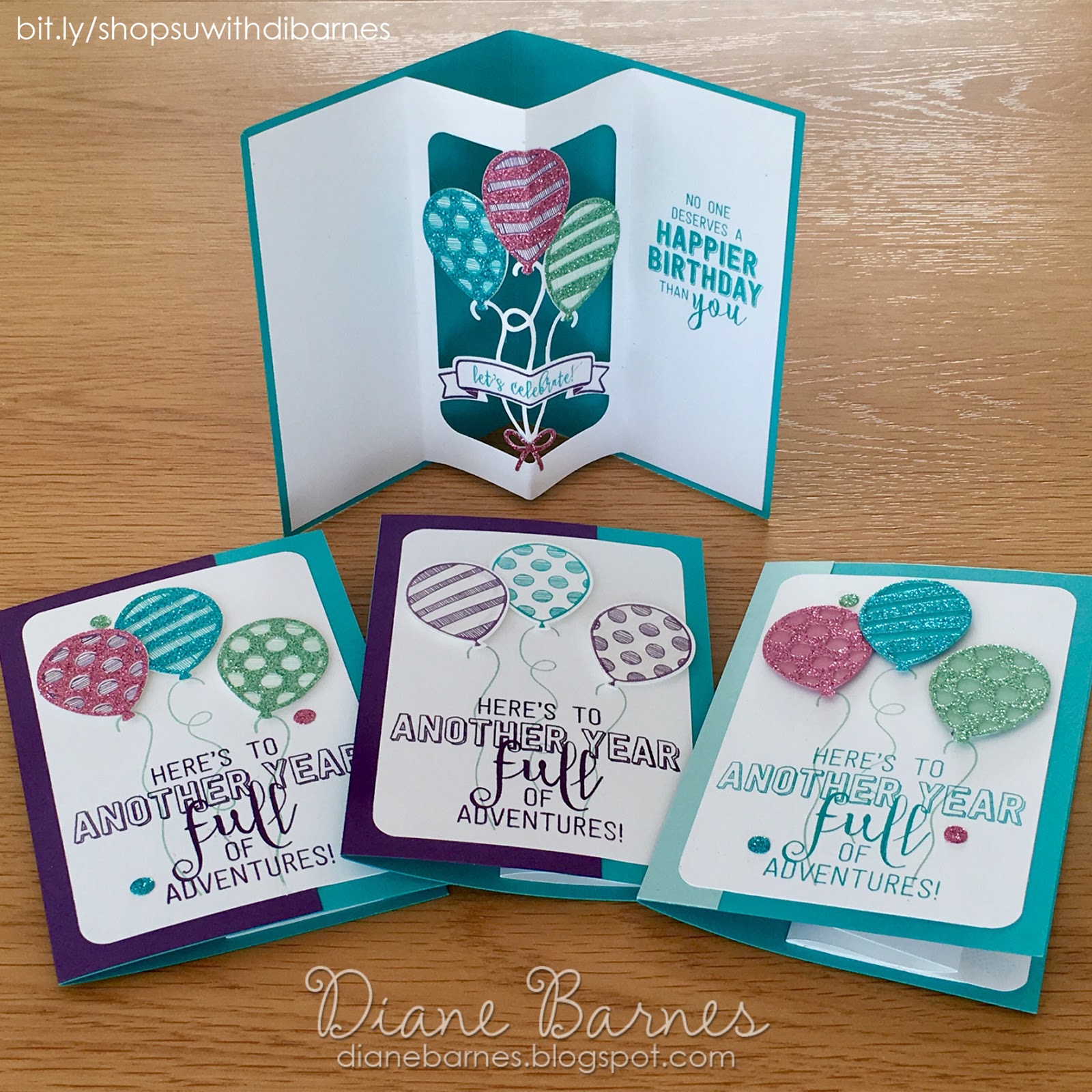 colour me happy Last balloon popup birthday card or three