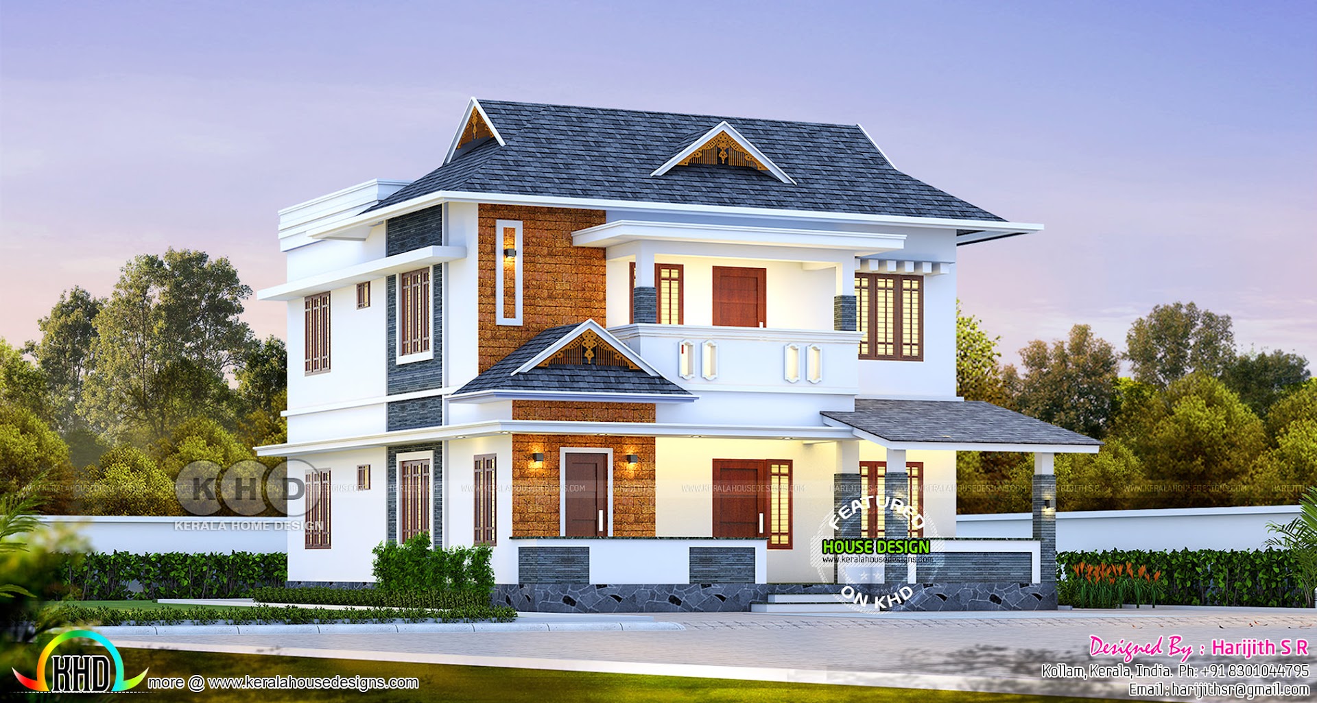 2024 sqft 4 bedroom modern sloping roof home Kerala Home Design and