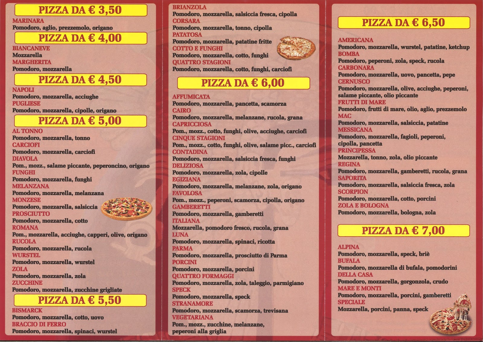 Menu e Prezzi: Menu della pizzeria da asporto LA REGINA a Cernusco sul