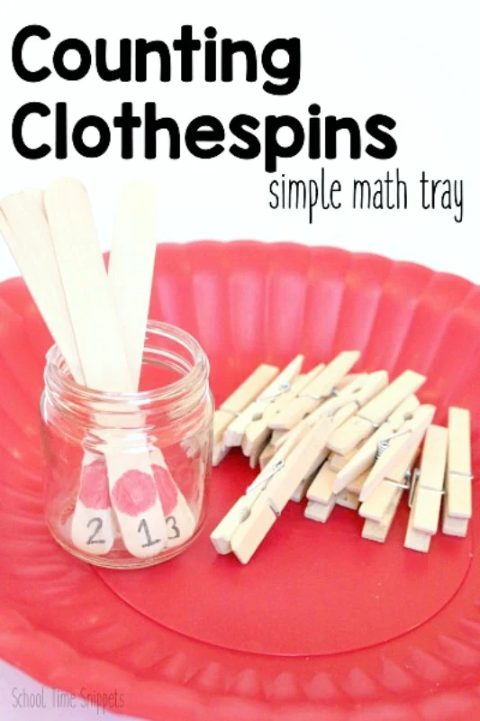 preschool counting activity with clothespins from School Time Snippets