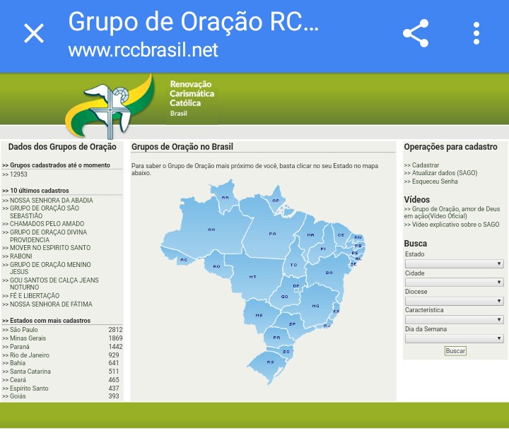 Tutorial para Cadastro de G.O Site da RCC