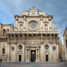 The elaborately decorated facade of the Basilica di Santa Croce, one of many fine buildings in Lecce
